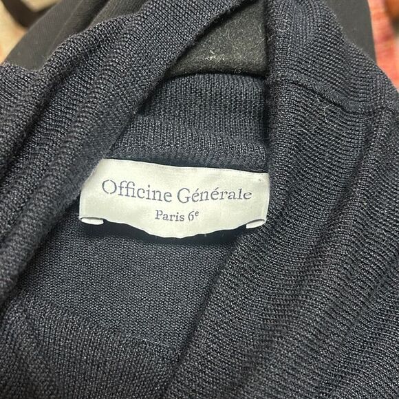 Officine Generale Navy Blue Wool & Silk Blend Turtleneck Sweater Sz XL - Picture 4 of 6